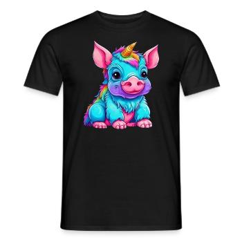 Fusion von Schwein und Einhorn - Regenbogen Design - Männer T-Shirt - Schwarz - Vorne - AI Model Male 178 light (178cm)
