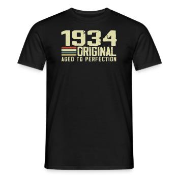 Né en 1934 - Vintage 1934 - 90e Anniversaire Rétro - T-shirt homme - noir - Devant - AI Model Male 178 light (178cm)