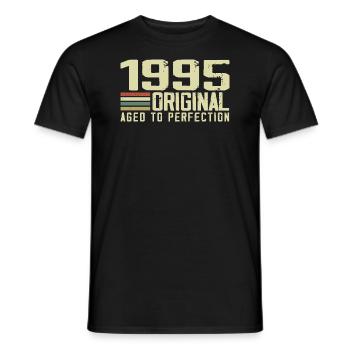 Né en 1995 - Vintage 1995 - 29e Anniversaire Rétro - T-shirt homme - noir - Devant - AI Model Male 178 light (178cm)