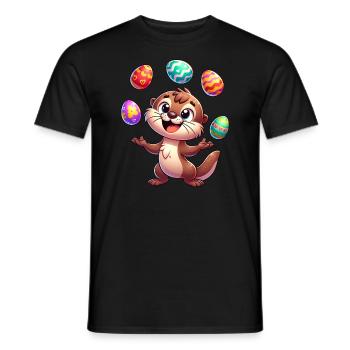 Loutre de Pâques jonglant avec les œufs de Pâques, - T-shirt homme - noir - Devant - AI Model Male 178 light (178cm)