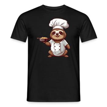 Cute Sloth Comic Chef with Chef's Hat Design - Men's T-Shirt - black - Front - AI Model Male 178 light (178cm)