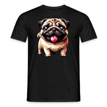 Geometrischer Mops: Polygon-Kunstwerk - Männer T-Shirt - Schwarz - Vorne - AI Model Male 178 light (178cm)
