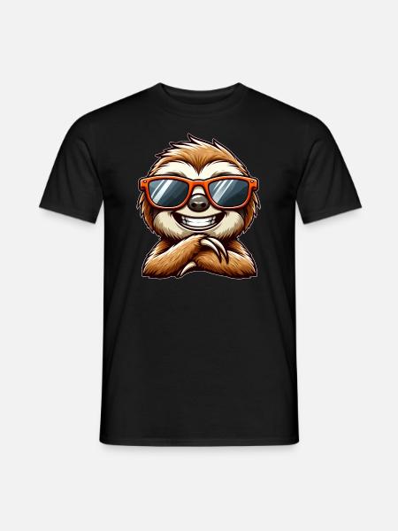 Cooles Faultier Sonnenbrille Sommer Cartoon Tier - Männer T-Shirt - Schwarz