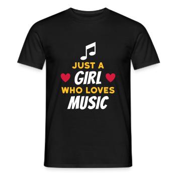 Juste une fille qui aime la musique (note, cœurs) - T-shirt homme - noir - Devant - AI Model Male 178 light (178cm)