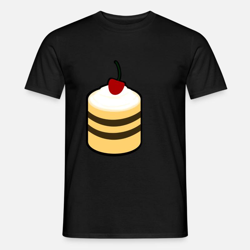 Kuchen mit Kirsche - Männer T-Shirt - Schwarz