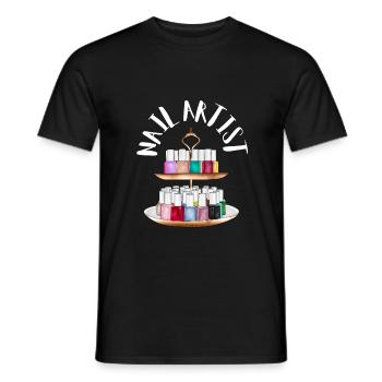 Nagelstyliste Nail Tech Artist Salon & - Heren T-shirt - zwart - Voor - AI Model Male 178 light (178cm)