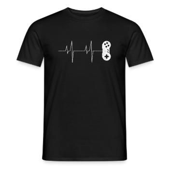 Gamer Heartbeat Heart Rate Controller Gamepad Gift - Men's T-Shirt - black - Front - AI Model Male 178 light (178cm)