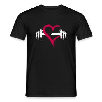 Dumbbell heart - Men's T-Shirt - black - Front - AI Model Male 178 light (178cm)