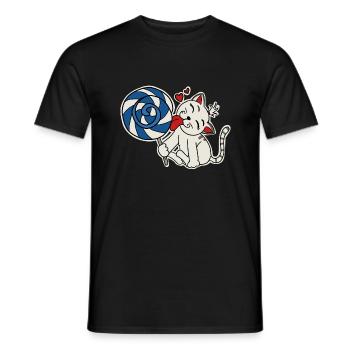 Chat mangeant la sucette - T-shirt homme - noir - Devant - AI Model Male 178 light (178cm)