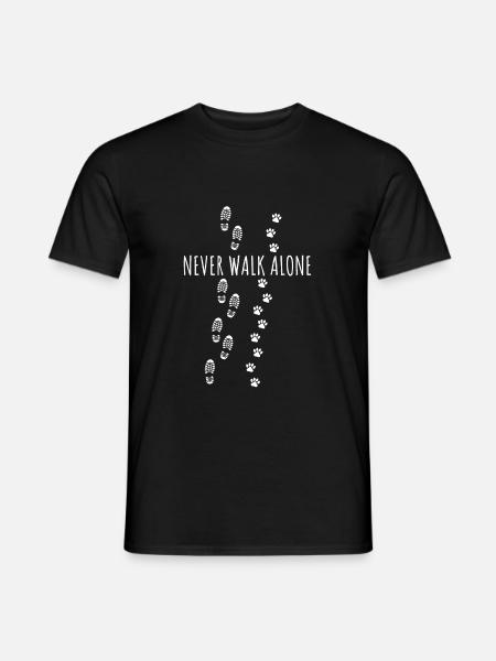 NEVER WALK ALONE | Dog sayings footprint paw - Men's T-Shirt - black