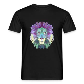 LION POLYGON - Men's T-Shirt - black - Front - AI Model Male 178 light (178cm)