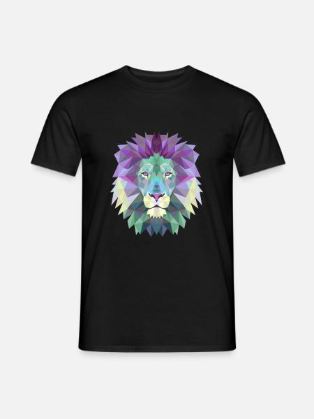 LION POLYGON - Men's T-Shirt - black