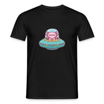 Mignon axolotl volant un vaisseau spatial - T-shirt homme - noir - Devant - AI Model Male 178 light (178cm)