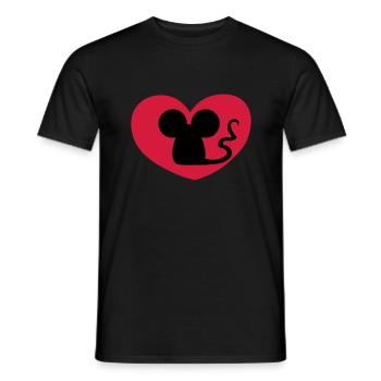 Mouse in love / Mouse in love / souris amoureuse - Men's T-Shirt - black - Front - AI Model Male 178 light (178cm)