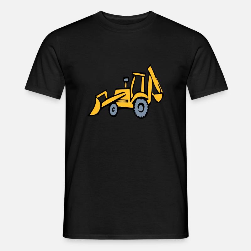 Excavator, wheeled loader, crane, building site, - Men’s T-shirt - black