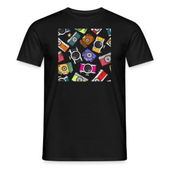 Illustration Pattern Fotografie Kamera - Männer T-Shirt - Schwarz - Vorne - AI Model Male 178 light (178cm)