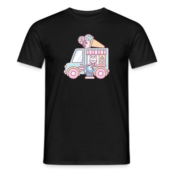 Camion de crème glacée Lapin et Pingouin - T-shirt homme - noir - Devant - AI Model Male 178 light (178cm)