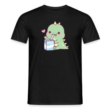 Cute Dinosaur Loves Milk - Men's T-Shirt - black - Front - AI Model Male 178 light (178cm)
