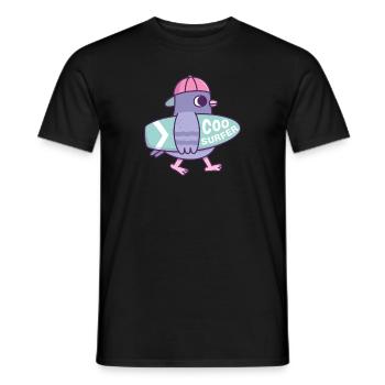 Cute Pigeon With Surfboard Coo Surfer Funny - Men's T-Shirt - black - Front - AI Model Male 178 light (178cm)