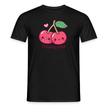 Mignonnes cerises I Cherry You Pun - T-shirt homme - noir - Devant - AI Model Male 178 light (178cm)