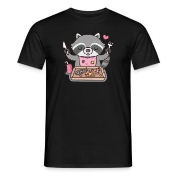 Drôle de raton laveur se préparant à manger de la nourriture poubelle - T-shirt homme - noir - Devant - AI Model Male 178 light (178cm)
