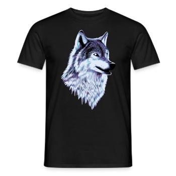 Portrait rétro d’un loup - T-shirt homme - noir - Devant - AI Model Male 178 light (178cm)