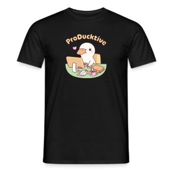 Niedliche Ente, Die Am Computer Arbeitet Producktives Wortspiel - Männer T-Shirt - Schwarz - Vorne - AI Model Male 178 light (178cm)