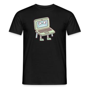 Funny Derpy Laptop Loading Its Brain - Men's T-Shirt - black - Front - AI Model Male 178 light (178cm)