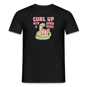 Süße Schlange Curl Up Mit Einem Guten Buch - Männer T-Shirt - Schwarz - Vorne - AI Model Male 178 light (178cm)
