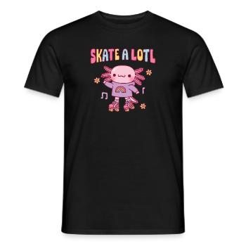 Süßer Axolotl mit Rollschuhen Skate A Lotl Wortspiel - Männer T-Shirt - Schwarz - Vorne - AI Model Male 178 light (178cm)