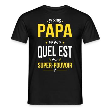 I'm Dad - Superpower - Father's Day - Men's T-Shirt - black - Front - AI Model Male 178 light (178cm)