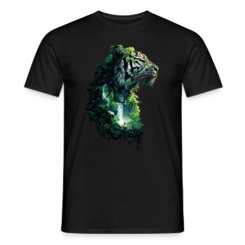 Tigre de Jungle Double Exposition Art Animalier - T-shirt homme - noir - Devant - AI Model Male 178 light (178cm)