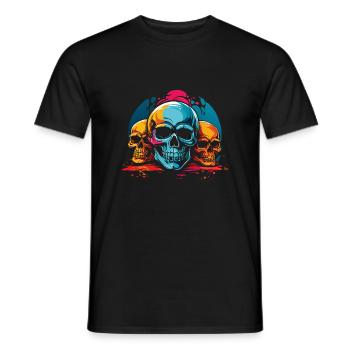 Colorful colorful skulls with splashes of color - Men's T-Shirt - black - Front - AI Model Male 178 light (178cm)