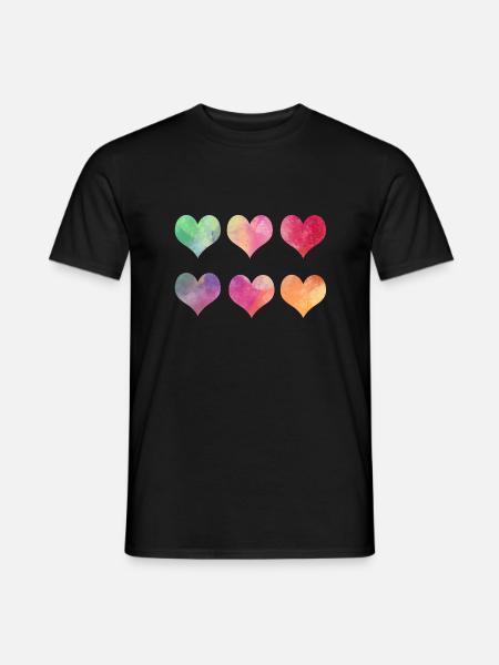 Bunte Herzen - Regenbogen Herzen Valentinstag - Men's T-Shirt - black