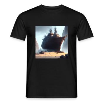 Ship in the desert - Men's T-Shirt - black - Front - AI Model Male 178 light (178cm)