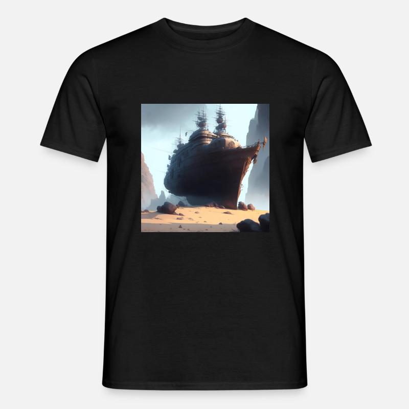 Schiff in der Wüste - Männer T-Shirt - Schwarz
