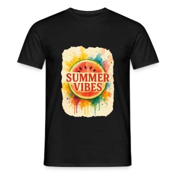 Melon Design Summer Vibes | Watercolor style - Men's T-Shirt - black - Front - AI Model Male 178 light (178cm)