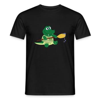 Crocodile with paddle - Men's T-Shirt - black - Front - AI Model Male 178 light (178cm)