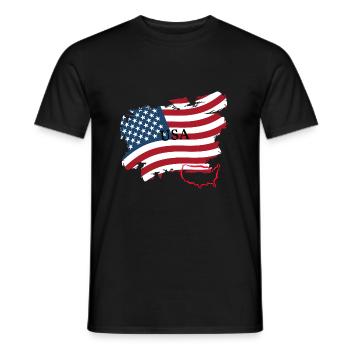 USA - Men's T-Shirt - black - Front - AI Model Male 178 light (178cm)