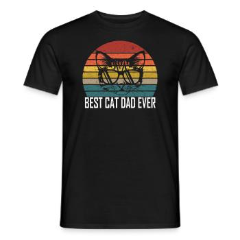 Papa chat Meilleur chat papa jamais motif de chat rétro - T-shirt homme - noir - Devant - AI Model Male 178 light (178cm)