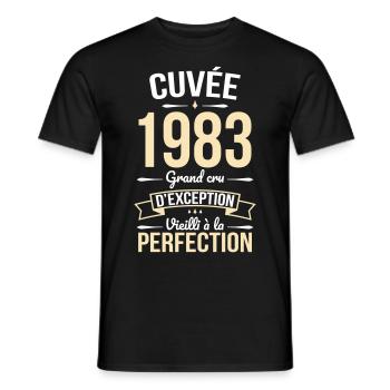 Anniversaire 40 ans - Cuvée 1983 - Cadeau Humour - T-shirt homme - noir - Devant - AI Model Male 178 light (178cm)