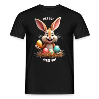Osterhase lustig Ostern Osterei Sprüche Osterfest - Männer T-Shirt - Schwarz - Vorne - AI Model Male 178 light (178cm)
