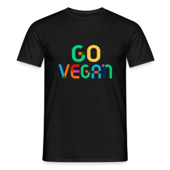 Idée de cadeau avec la devise "Go Vegan" (Allez Végétalien) - T-shirt homme - noir - Devant - AI Model Male 178 light (178cm)