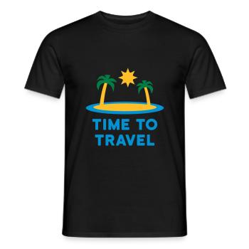 Time to travel (island, palm trees, sun) - Men's T-Shirt - black - Front - AI Model Male 178 light (178cm)