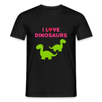 I love dinosaurs (two brontosaurs, heart) - Men's T-Shirt - black - Front - AI Model Male 178 light (178cm)
