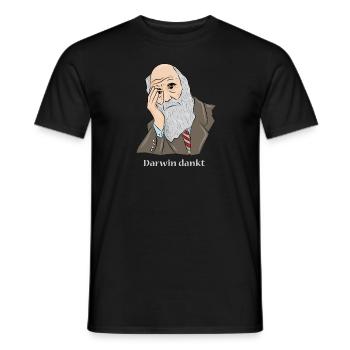 DARWIN DANKT - Männer T-Shirt - Schwarz - Vorne - AI Model Male 178 light (178cm)