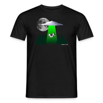 UFO abduction - cow - Men's T-Shirt - black - Front - AI Model Male 178 light (178cm)