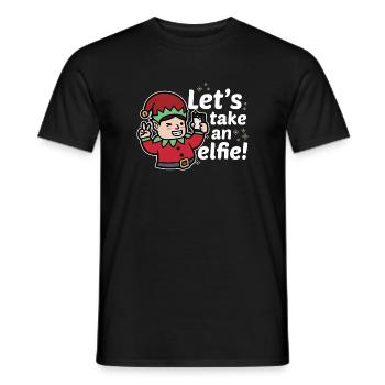 Christmas. XMas. Wine. Santa Clause. Elves. - Men's T-Shirt - black - Front - AI Model Male 178 light (178cm)