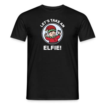 Christmas. XMas. Wine. Santa Clause. Elves. - Men's T-Shirt - black - Front - AI Model Male 178 light (178cm)