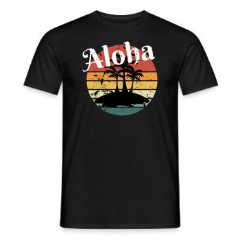 Hawaii Aloha Palmen Retro - Männer T-Shirt - Schwarz - Vorne - AI Model Male 178 light (178cm)